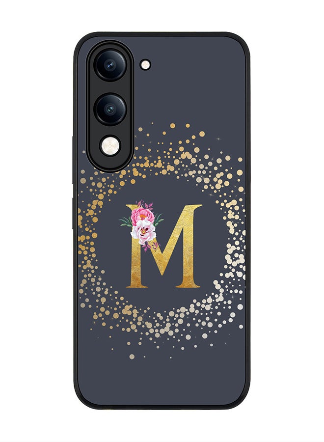 For vivo Y04 / Y29t 5G Case,Slim fit Camera Protection, Shockproof Thin Phone cover  - Custom Monogram Floral - M  (Grey )